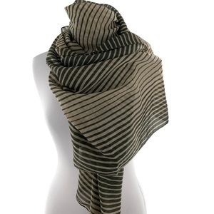 NWT Joy Susan Olive and Tan Stripped Scarf 72.x 36